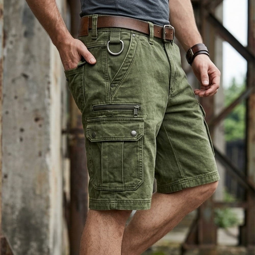 Men's Denim Shorts | Cargo Pockets Straight Relaxed Denim