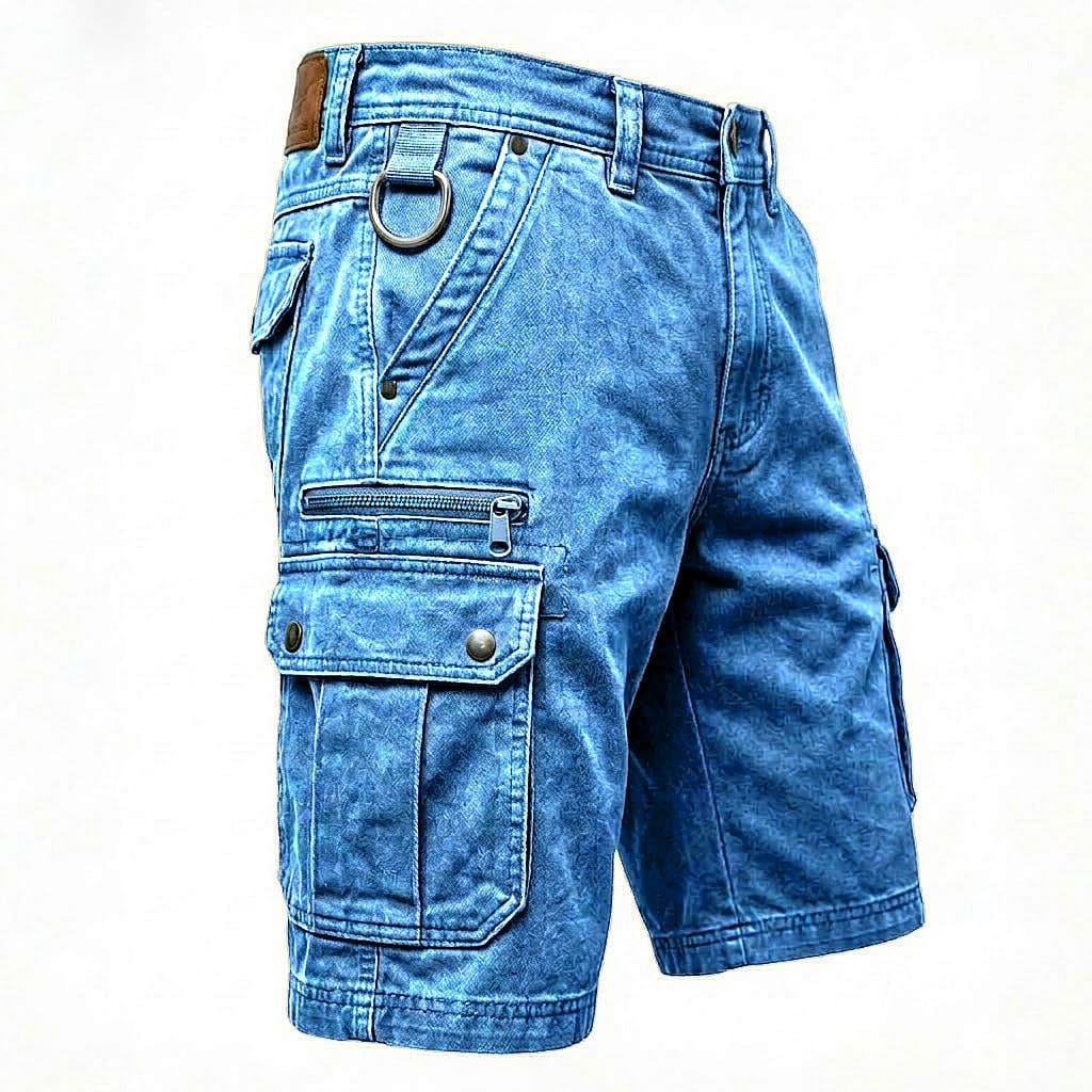 Men's Denim Shorts | Cargo Pockets Straight Relaxed Denim
