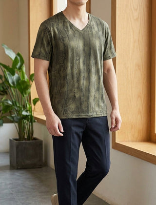 Austin V Neck T-Shirt - Olive Green