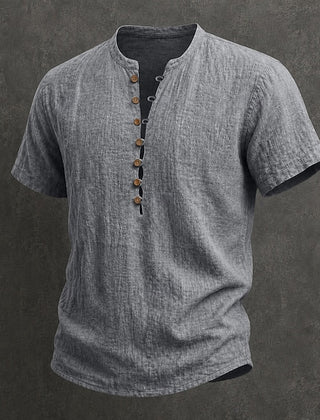 Men's Henley | Short Sleeve Linen Button Placket