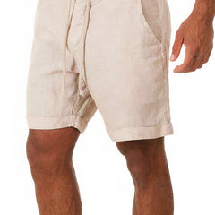 Men's 's Chino Shorts | Relaxed Fit Linen Drawstring Rolled Hem