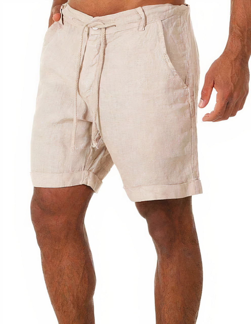 Men's 's Chino Shorts | Relaxed Fit Linen Drawstring Rolled Hem