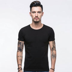Men's Black Shirt | Crew Neck Short Sleeve Cotton