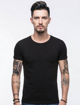 Men's Black Shirt | Crew Neck Short Sleeve Cotton