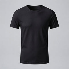 Men's Black Shirt | Crew Neck Short Sleeve Cotton