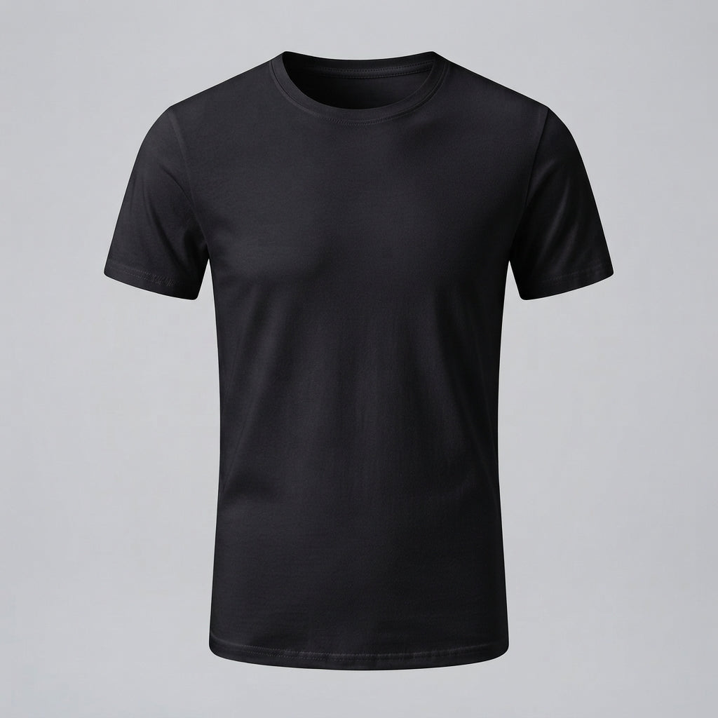Men's Black Shirt | Crew Neck Short Sleeve Cotton