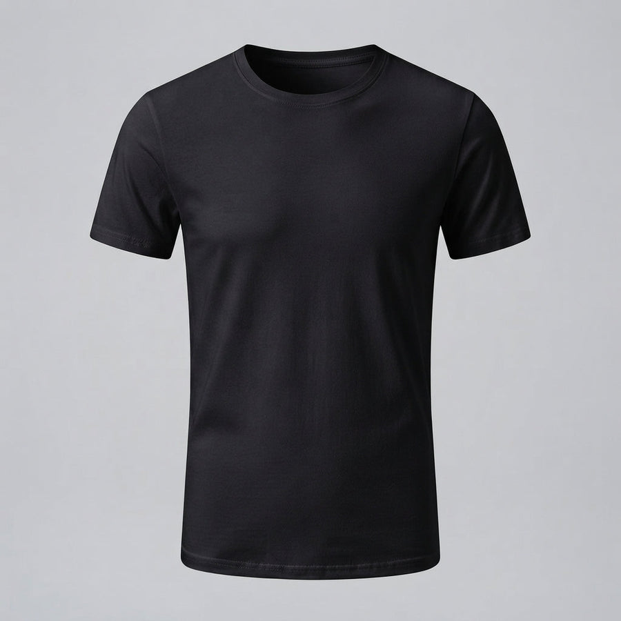 Men's Black Shirt | Crew Neck Short Sleeve Cotton