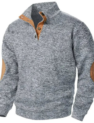 Men's Sweatshirt | V-Neck Knit Elbow Patch Relaxed Fit
