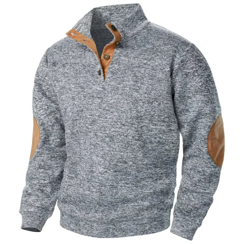 Men's Sweatshirt | V-Neck Knit Elbow Patch Relaxed Fit