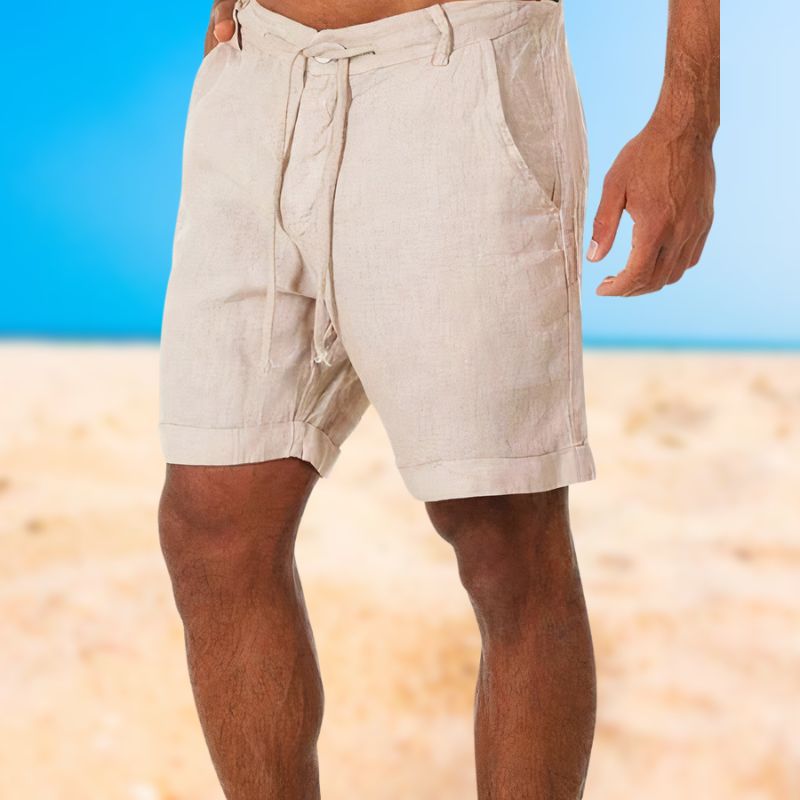 Luxurious linen men's shorts, Armand brand. Breathable & lightweight for summer casual wear.