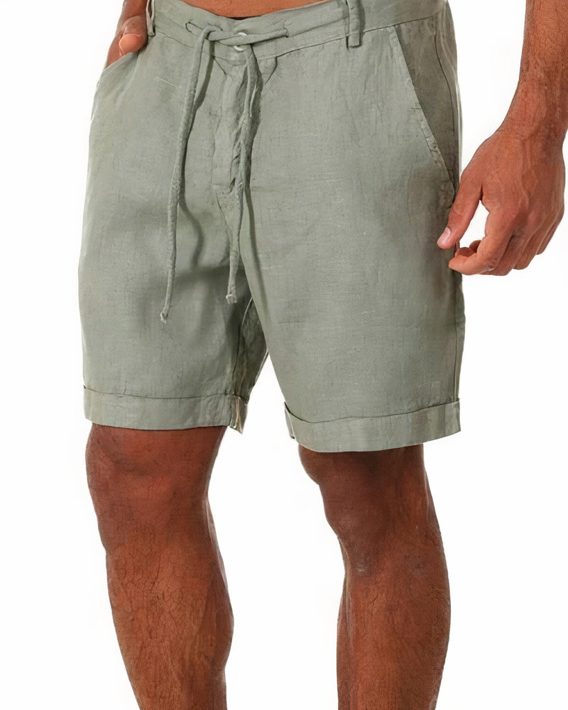 Lightweight, breathable men's casual linen shorts. Versatile & comfortable for summer style.