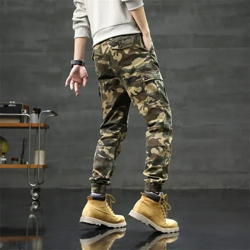 Men's Camo Pants | Cargo Pockets Jogging Cuff Denim