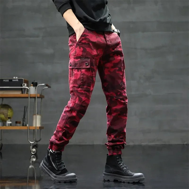 Men's Camo Pants | Cargo Pockets Jogging Cuff Denim