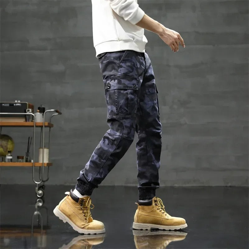 Men's Camo Pants | Cargo Pockets Jogging Cuff Denim
