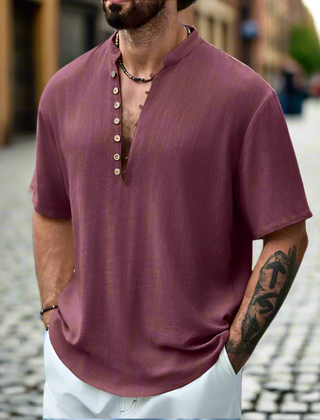 Men's Henley | Short Sleeve Button Closure Linen