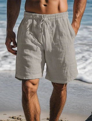 Men's Linen Quick-Dry Drawstring Swim Shorts - Grey