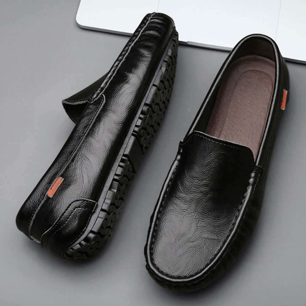 Black Loafer For Men | Slip-On Leather Moccasin Sole