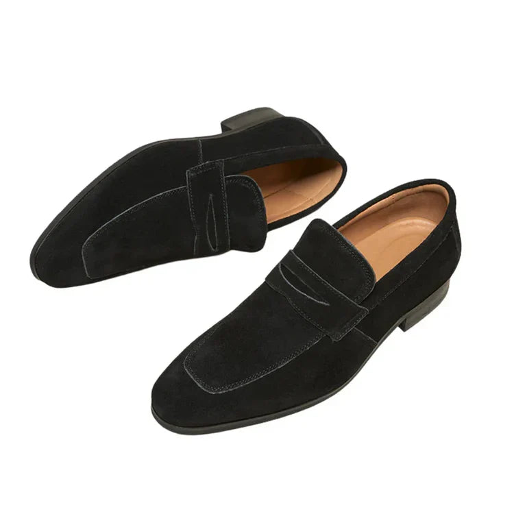 Penny Loafers With Penny For Men | Rounded Toe Slip On Suede