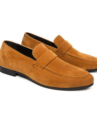 Penny Loafers With Penny For Men | Rounded Toe Slip On Suede