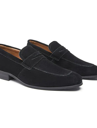 Penny Loafers With Penny For Men | Rounded Toe Slip On Suede