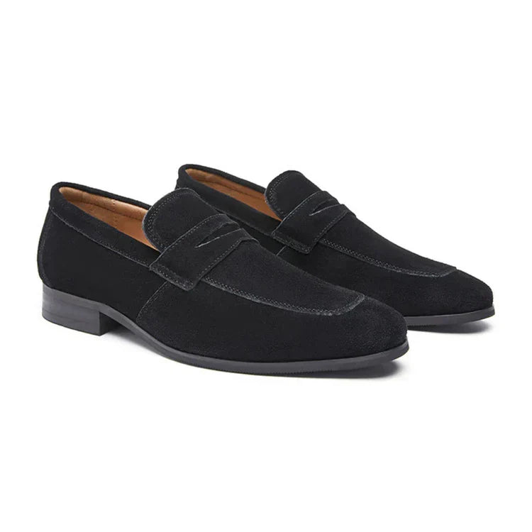 Penny Loafers With Penny For Men | Rounded Toe Slip On Suede
