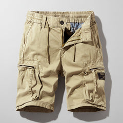 Men's Multi-Pocket Elastic-Waist Combat Cargo Shorts - Khaki