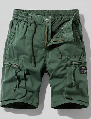Men's Multi-Pocket Elastic-Waist Combat Cargo Shorts - Army Green
