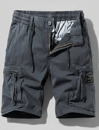 Men's Multi-Pocket Elastic-Waist Combat Cargo Shorts - Gray
