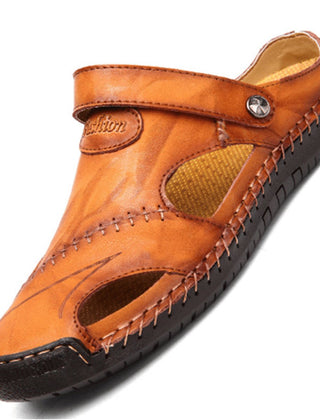 Men's Orthopedic Leather Closed-Toe Comfort Sandals Women Unisex - Light Brown