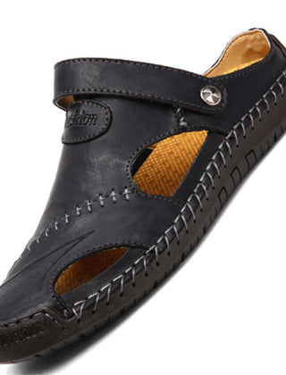 Men's Orthopedic Leather Closed-Toe Comfort Sandals Women Unisex - Black