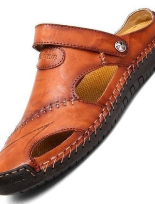 Men's Orthopedic Leather Closed-Toe Comfort Sandals Women Unisex - Dark Brown