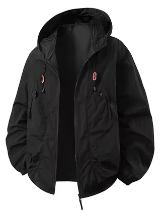 Men's Rain Jacket | Hooded Zip Pockets Relaxed Fit
