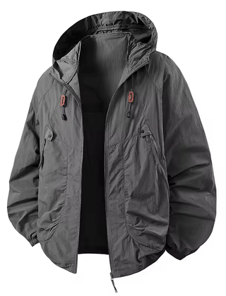 Men's Rain Jacket | Hooded Zip Pockets Relaxed Fit