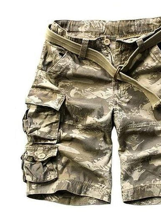 Men's Relaxed-Fit Multi-Pocket Camouflage Cargo Shorts - Khaki Camo