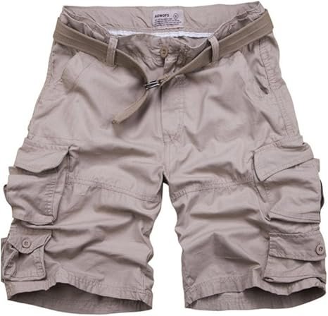 Men's Relaxed-Fit Multi-Pocket Camouflage Cargo Shorts - Beige