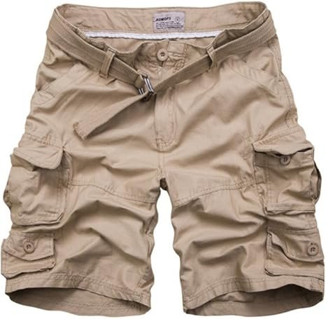 Men's Relaxed-Fit Multi-Pocket Camouflage Cargo Shorts - Khaki