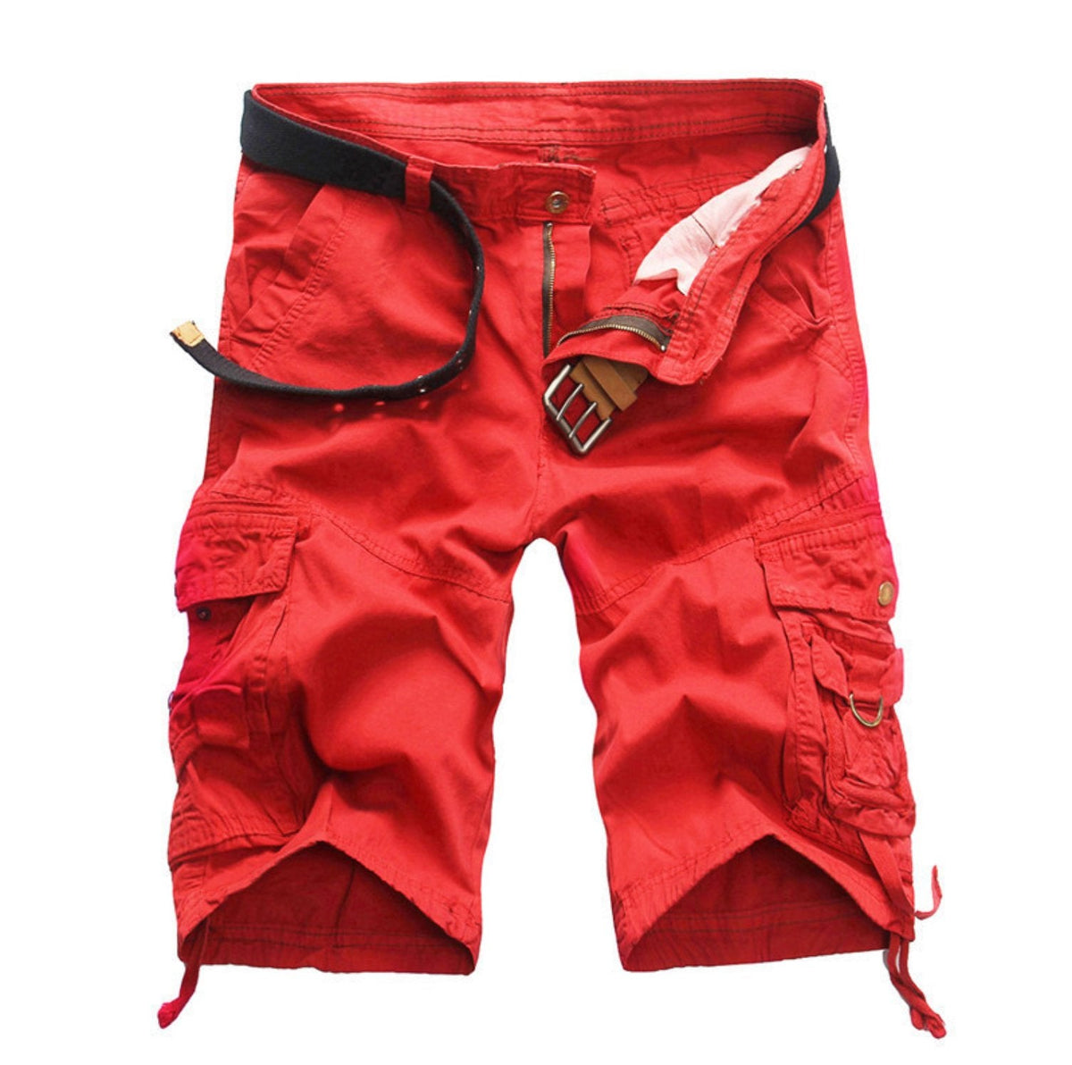 Men's Relaxed-Fit Multi-Pocket Camouflage Cargo Shorts - Orange