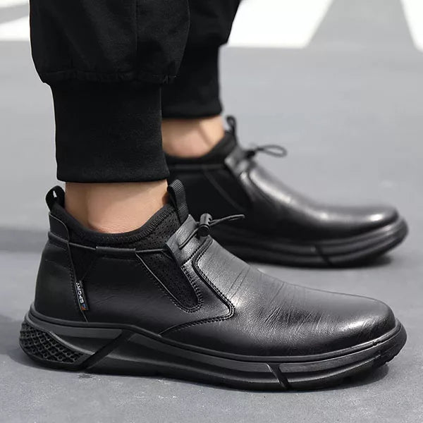Black Shoes For Men | Toggle Lace Slip-On Work Safety Toe
