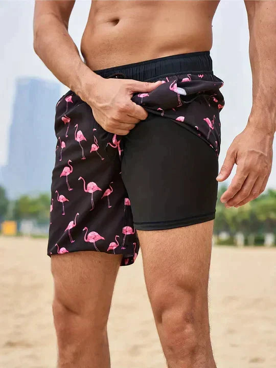 Men's Shorts | Printed Drawstring Mid-Thigh Swim