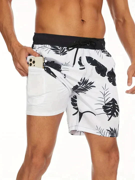 Men's Shorts | Printed Drawstring Mid-Thigh Swim