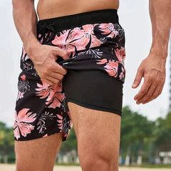 Men's Shorts | Printed Drawstring Mid-Thigh Swim