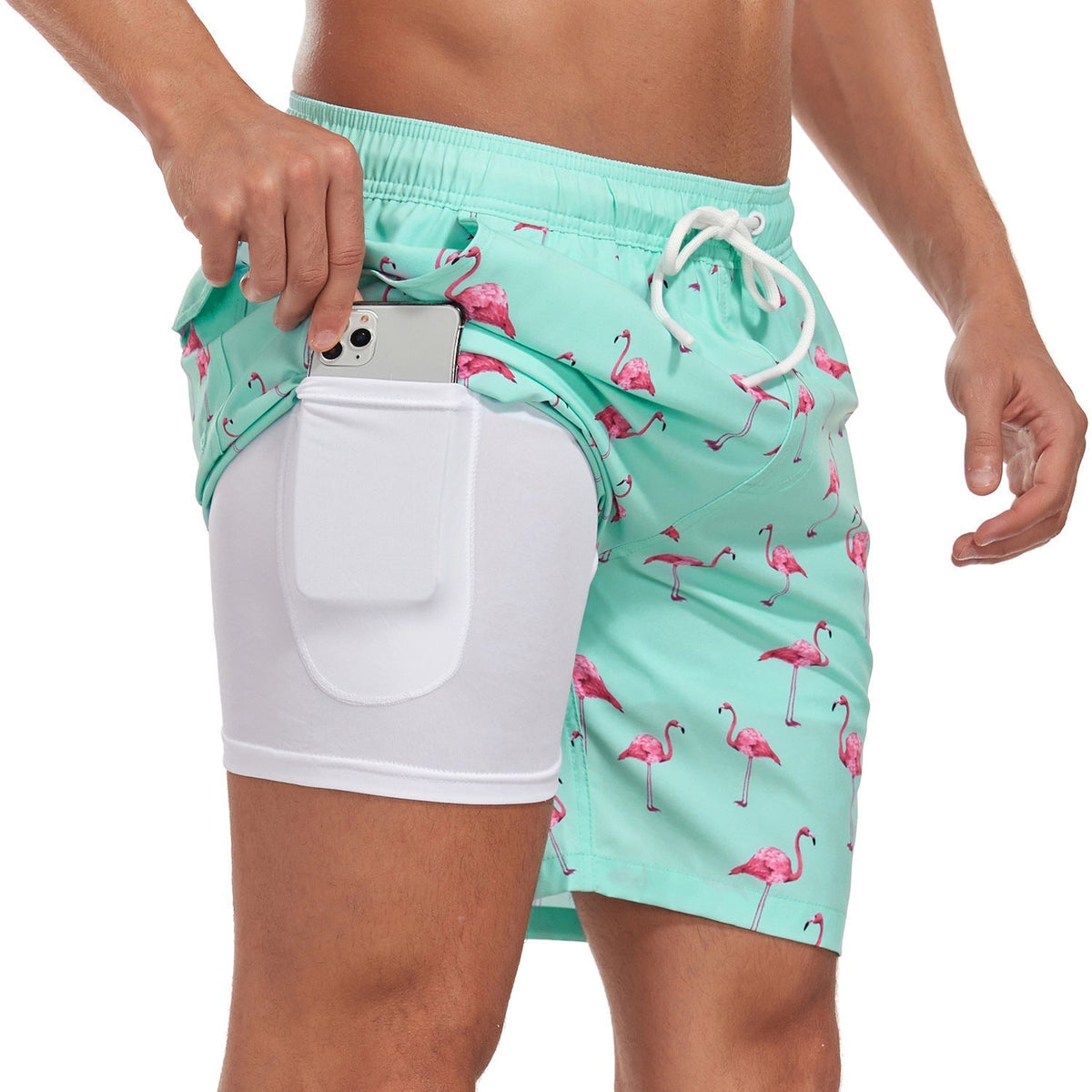 Men's Shorts | Printed Drawstring Mid-Thigh Swim