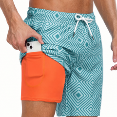 Men's Shorts | Printed Drawstring Mid-Thigh Swim