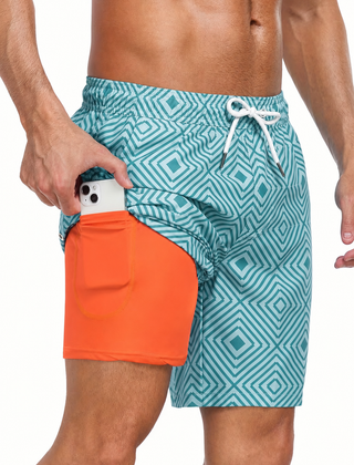 Men's Shorts | Printed Drawstring Mid-Thigh Swim