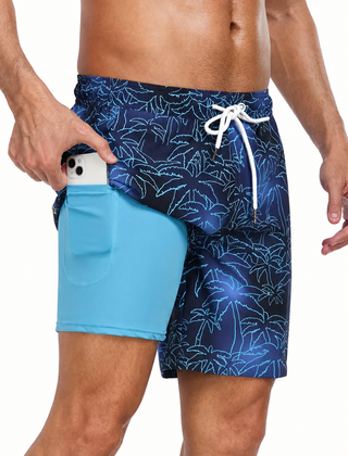 Men's Shorts | Printed Drawstring Mid-Thigh Swim