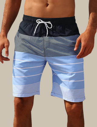 Men's Board Shorts | Striped Drawstring Mid-Thigh