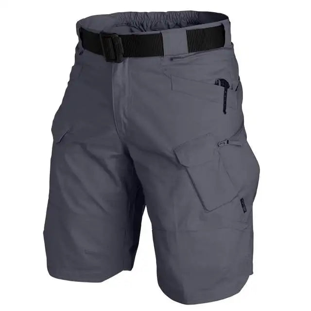 Men's Black Short Cargo Pants | Ripstop Nylon Relaxed Fit Multiple Pockets