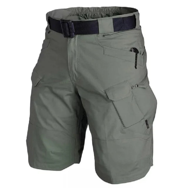 Men's Black Short Cargo Pants | Ripstop Nylon Relaxed Fit Multiple Pockets