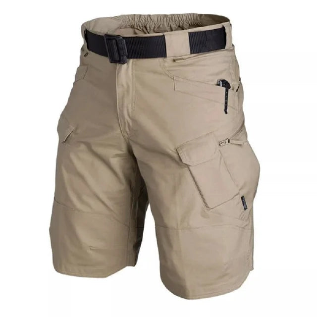 Men's Black Short Cargo Pants | Ripstop Nylon Relaxed Fit Multiple Pockets