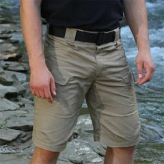 Men's Black Short Cargo Pants | Ripstop Nylon Relaxed Fit Multiple Pockets